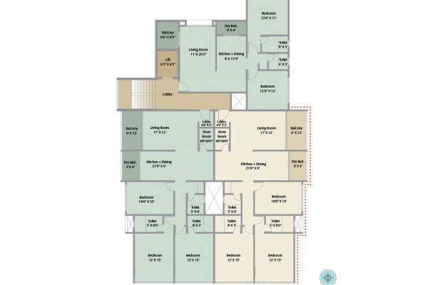 3 bhk floor plan